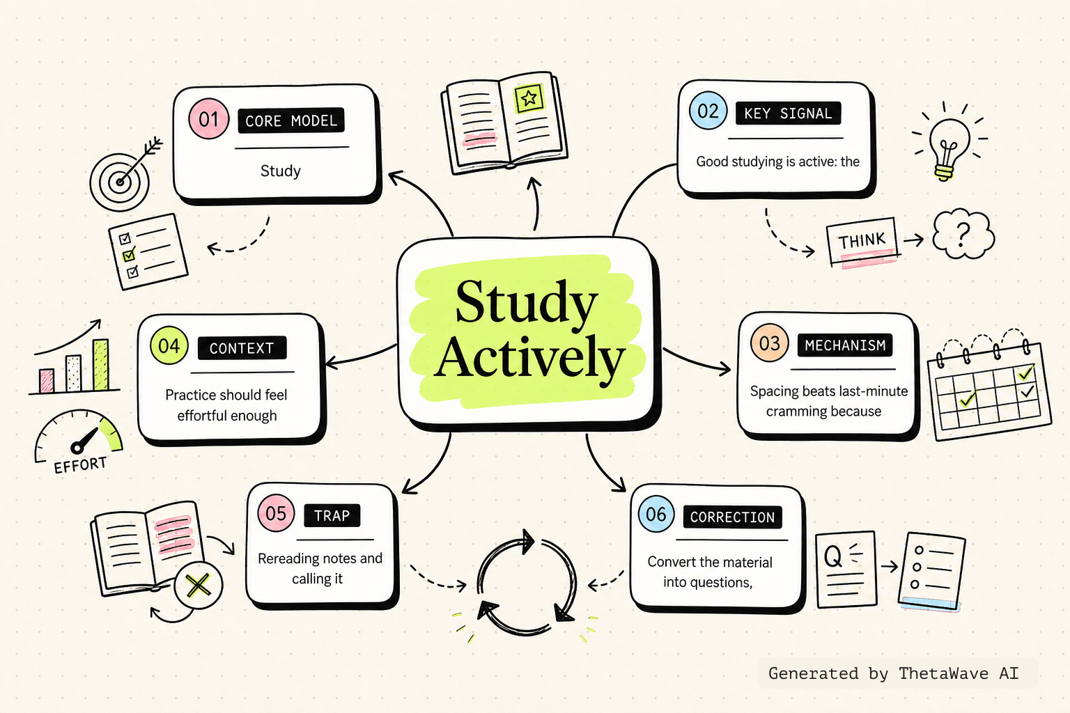 Mind map for 3 tips on how to study effectively