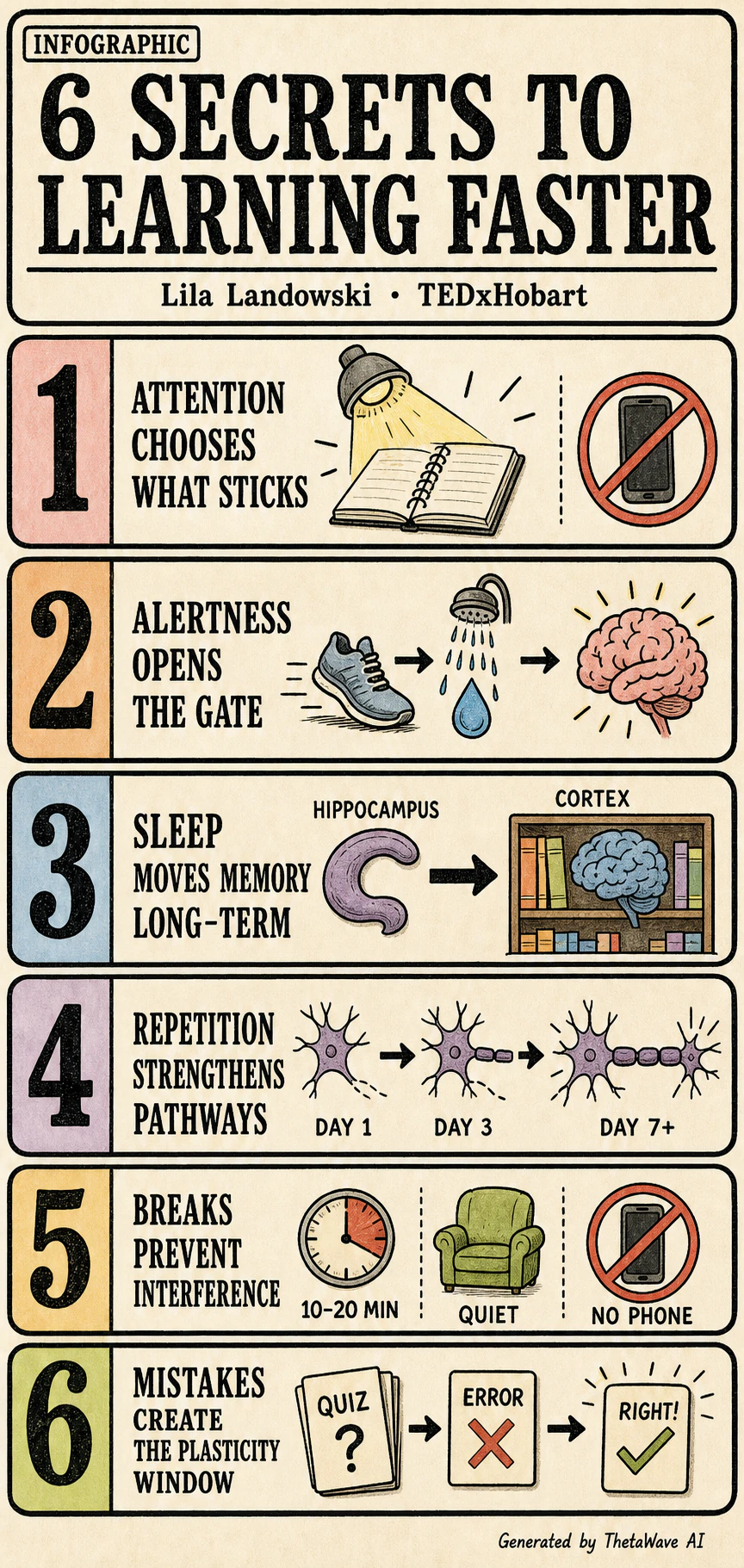 Infographic for Brain Hack: 6 secrets to learning faster, backed by neuroscience | Lila Landowski | TEDxHobart