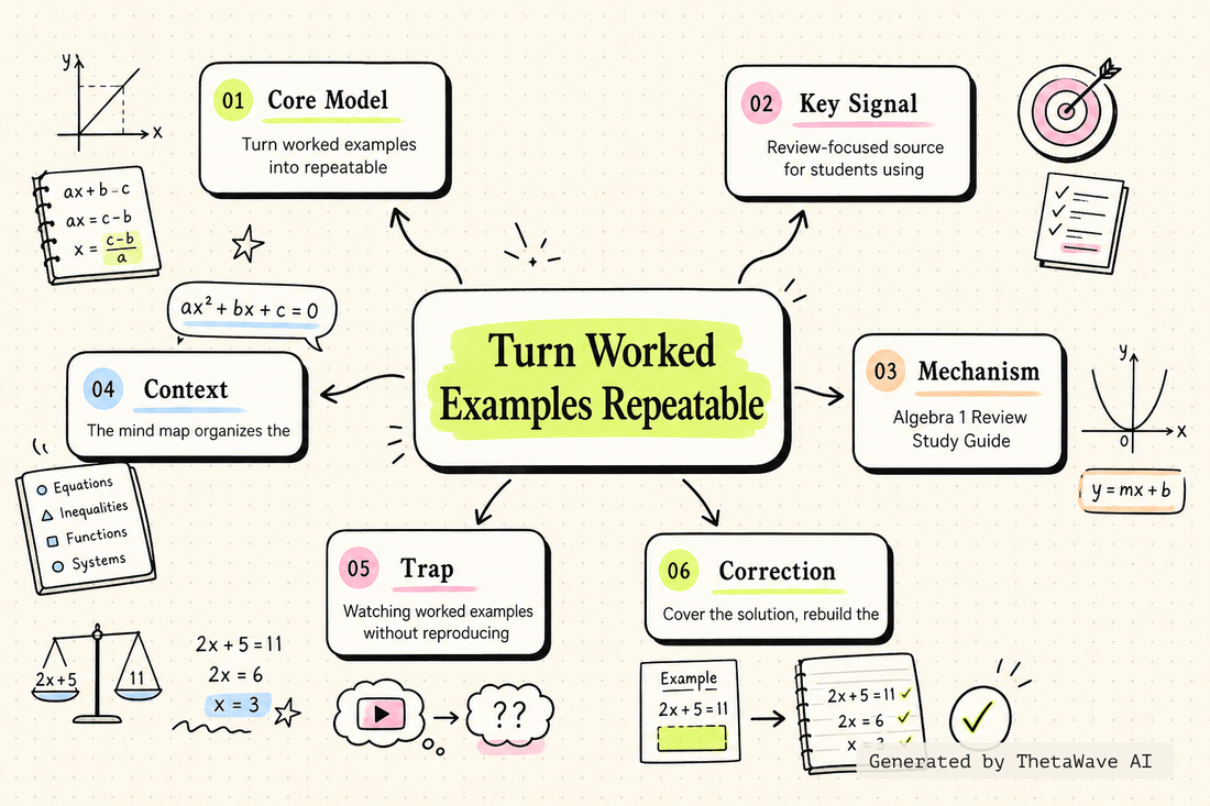 Mind map for Algebra 1 Review Study Guide - Online Course / Basic Overview - EOC and Regents - Common Core