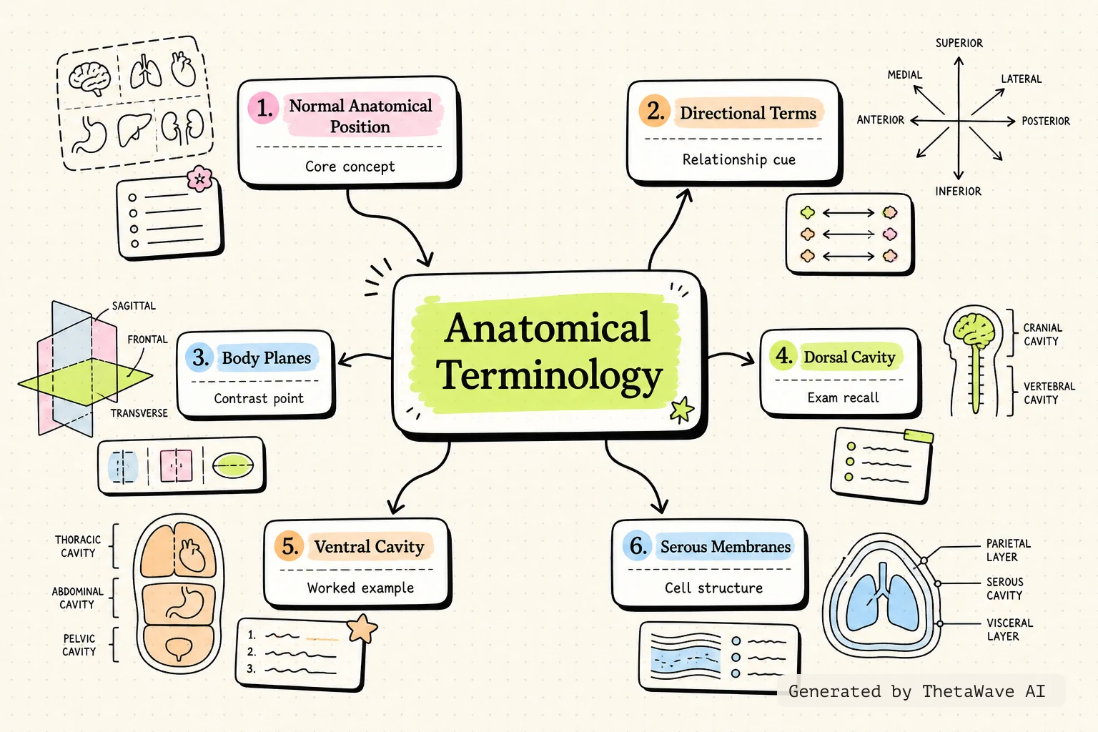 Mind map for Anatomy and Physiology 2e: 1.6 Anatomical Terminology