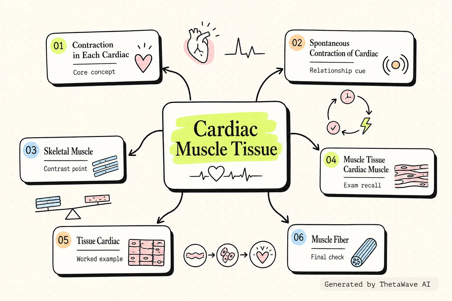 Mind map for Anatomy and Physiology 2e: 10.7 Cardiac Muscle Tissue