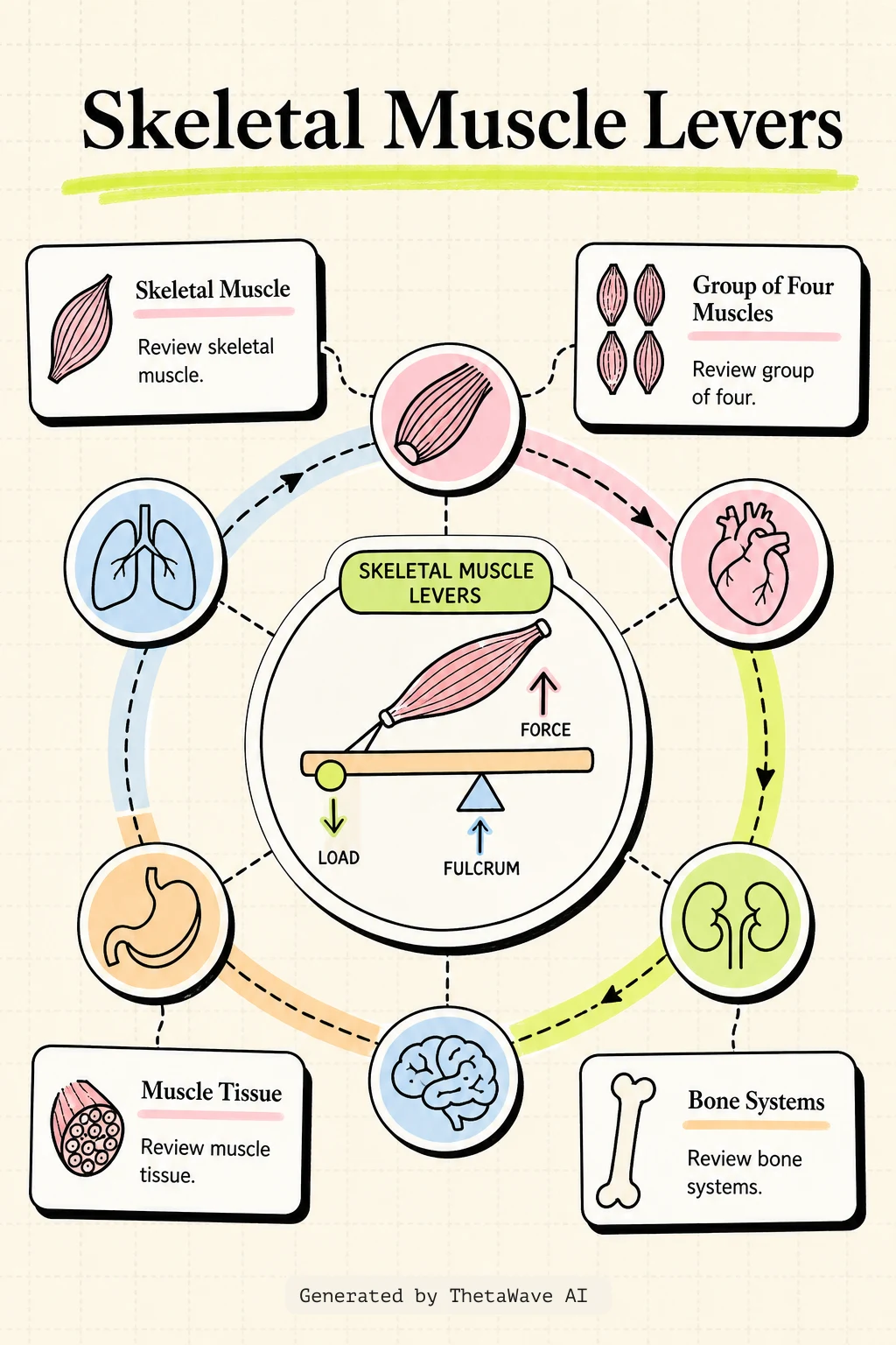 Infographic for Anatomy and Physiology 2e: 11.1 Interactions of Skeletal Muscles, Their Fascicle Arrangement, and Their Lever Systems
