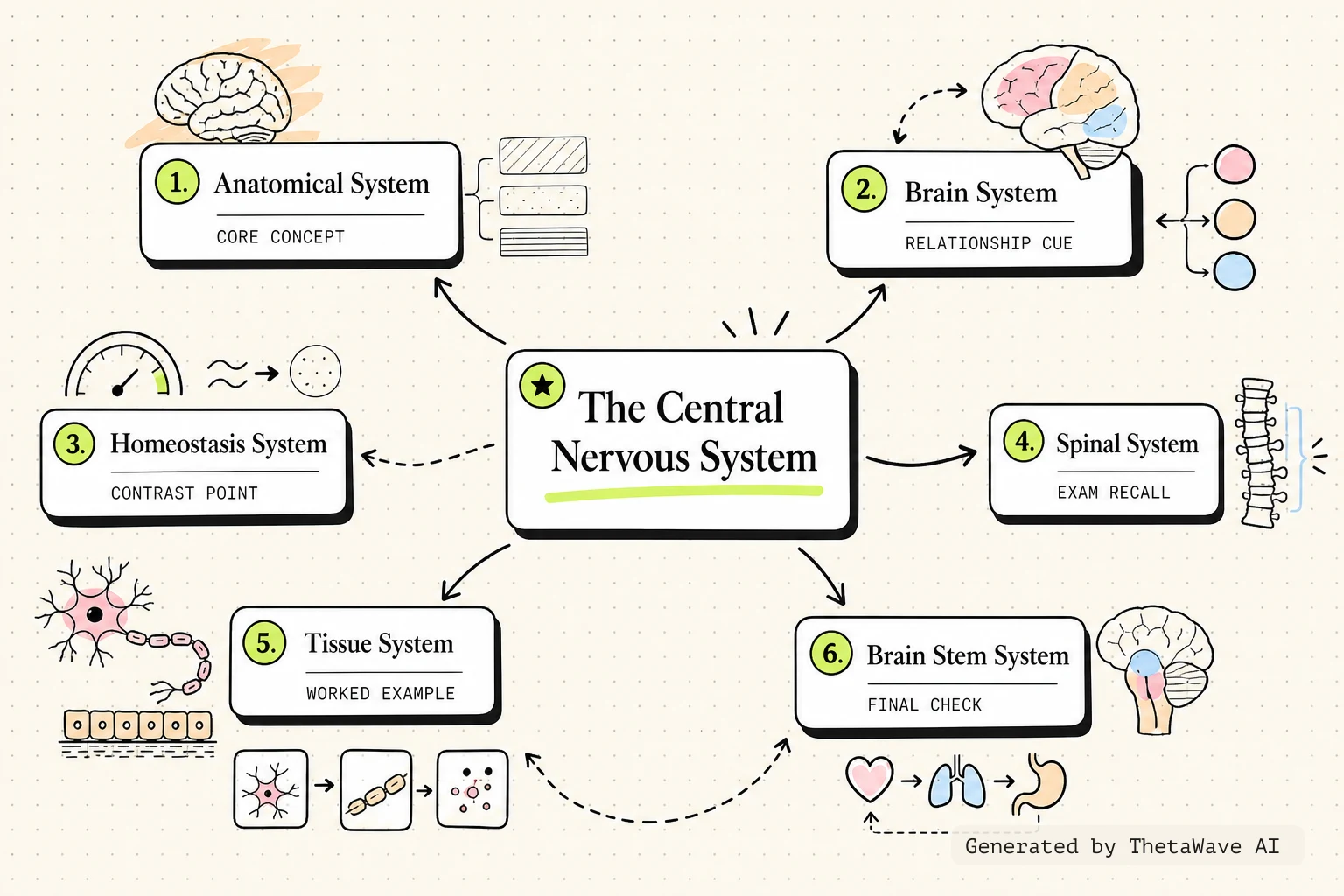 Mind map for Anatomy and Physiology 2e: 13.2 The Central Nervous System