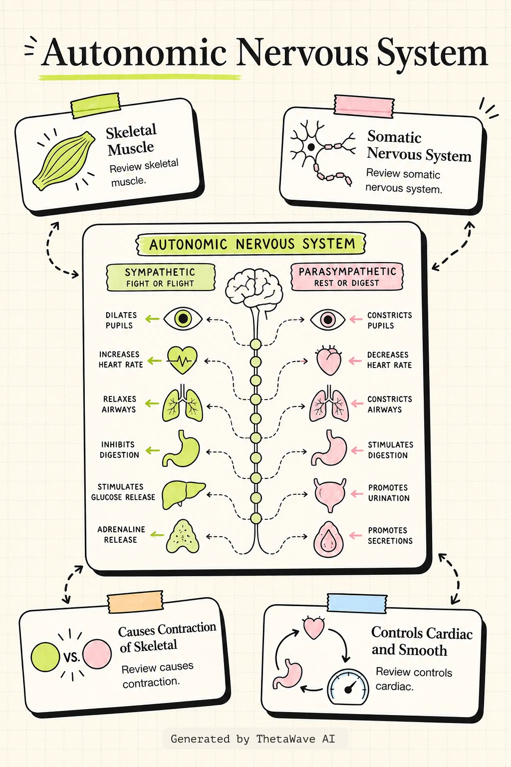 Infographic for Anatomy and Physiology 2e: 15.1 Divisions of the Autonomic Nervous System