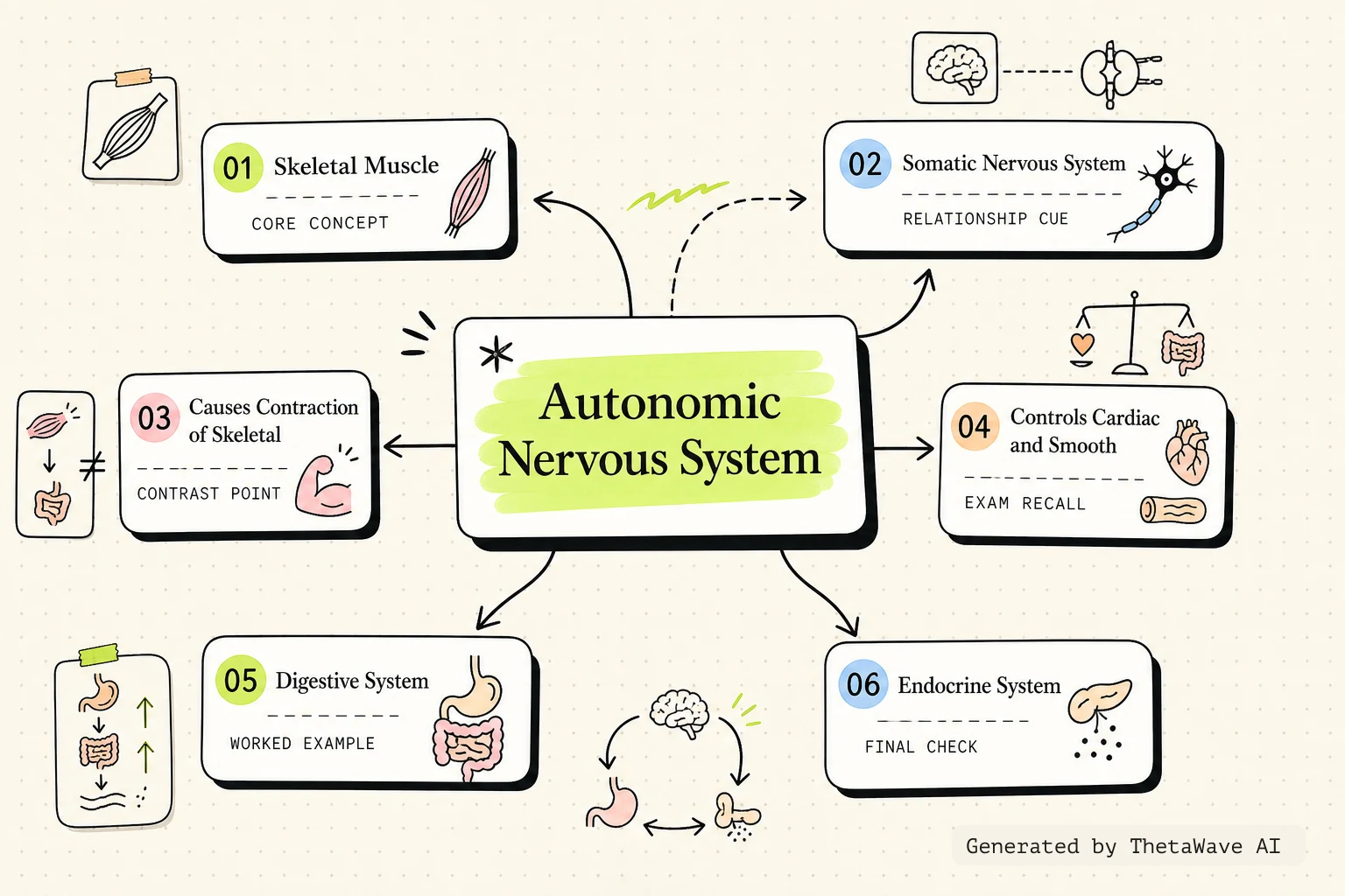 Mind map for Anatomy and Physiology 2e: 15.1 Divisions of the Autonomic Nervous System