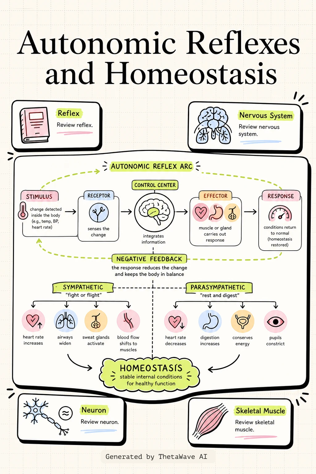 Infographic for Anatomy and Physiology 2e: 15.2 Autonomic Reflexes and Homeostasis