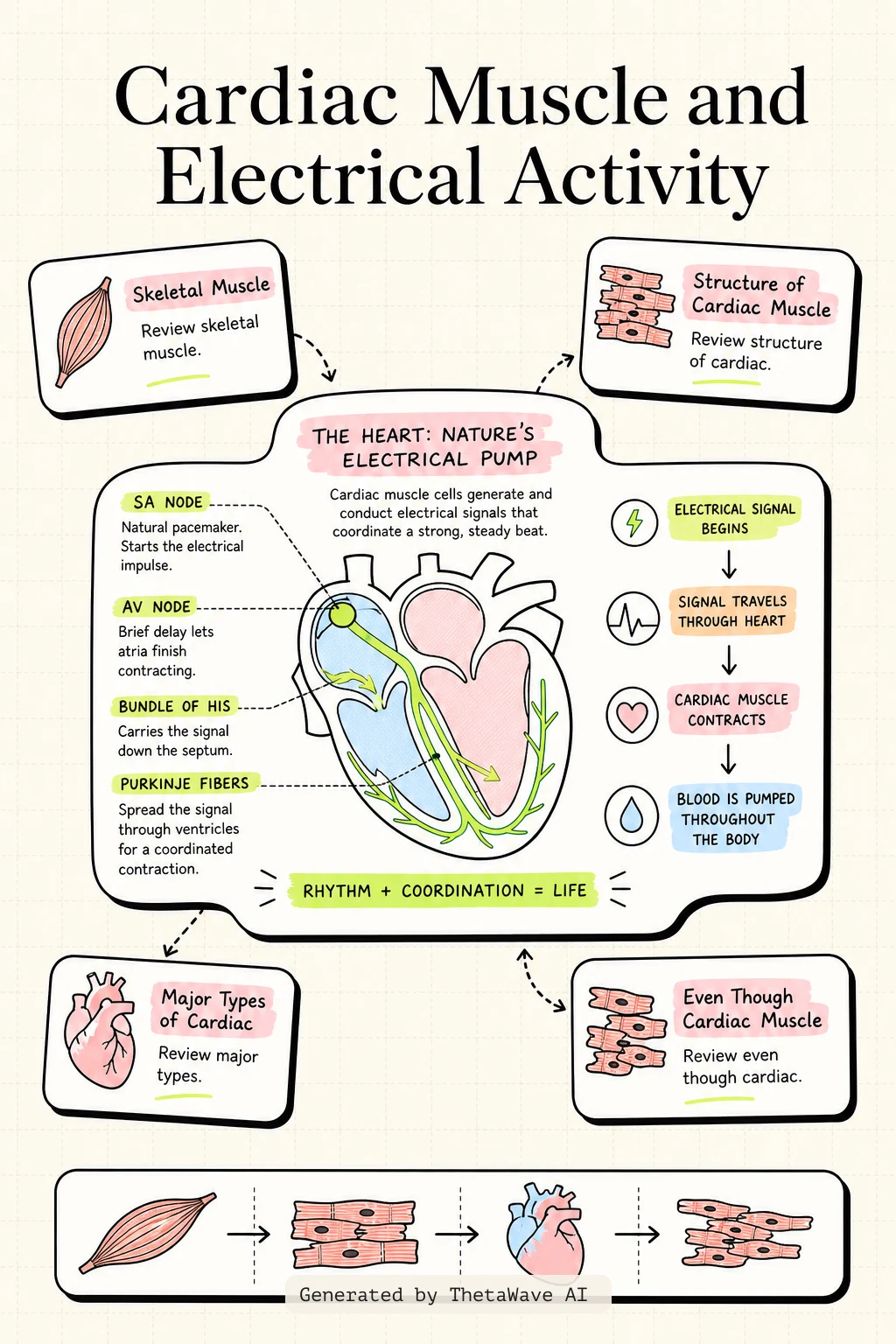Infographic for Anatomy and Physiology 2e: 19.2 Cardiac Muscle and Electrical Activity