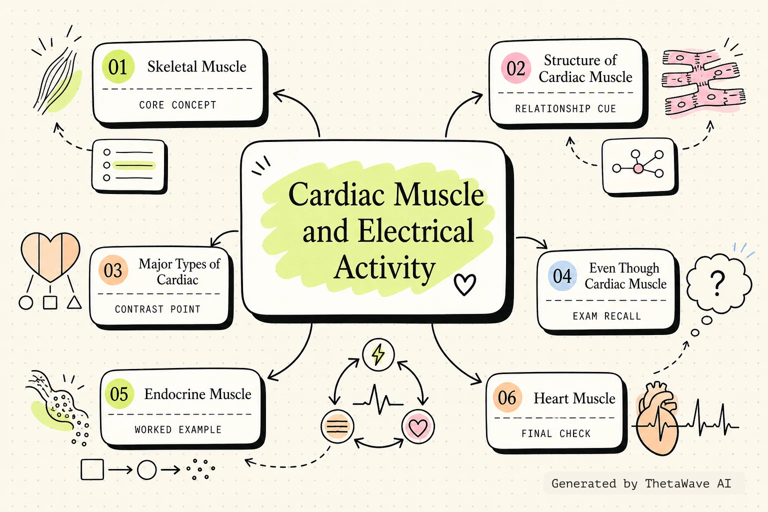 Mind map for Anatomy and Physiology 2e: 19.2 Cardiac Muscle and Electrical Activity
