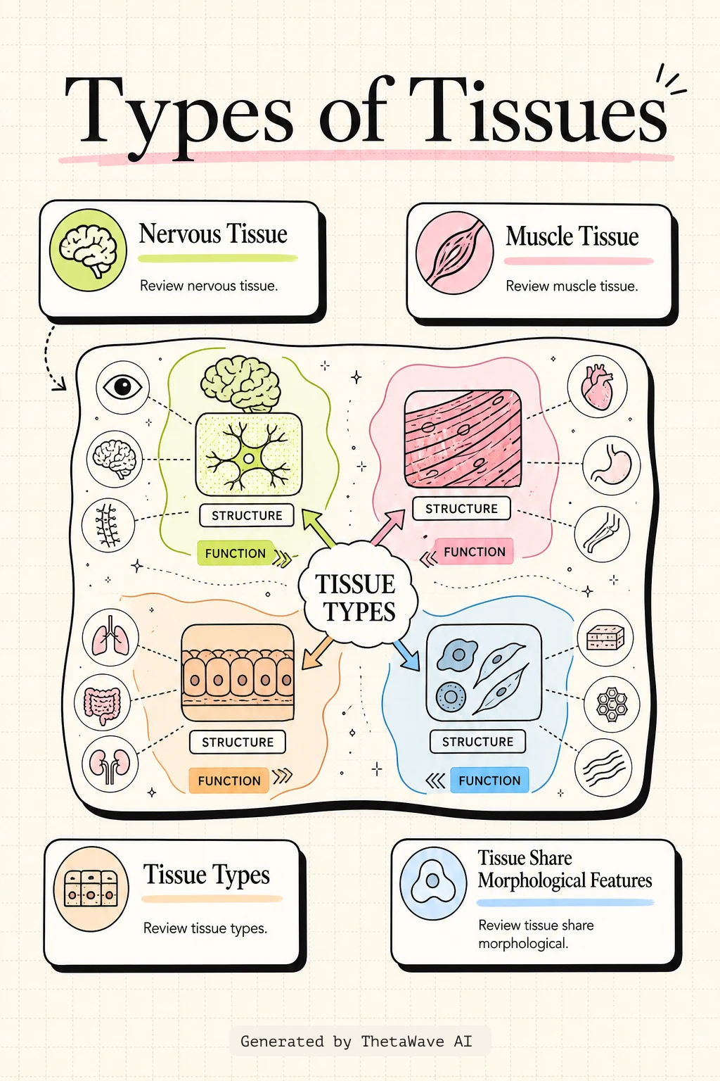 Infographic for Anatomy and Physiology 2e: 4.1 Types of Tissues