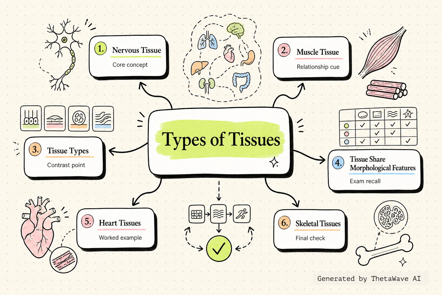 Mind map for Anatomy and Physiology 2e: 4.1 Types of Tissues