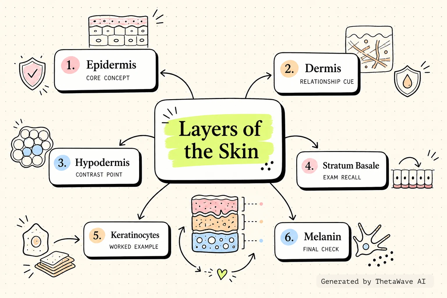 Mind map for Anatomy and Physiology 2e: 5.1 Layers of the Skin