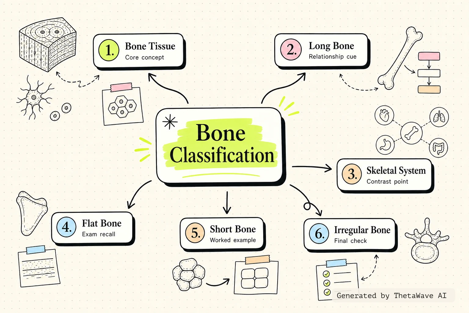 Mind map for Anatomy and Physiology 2e: 6.2 Bone Classification
