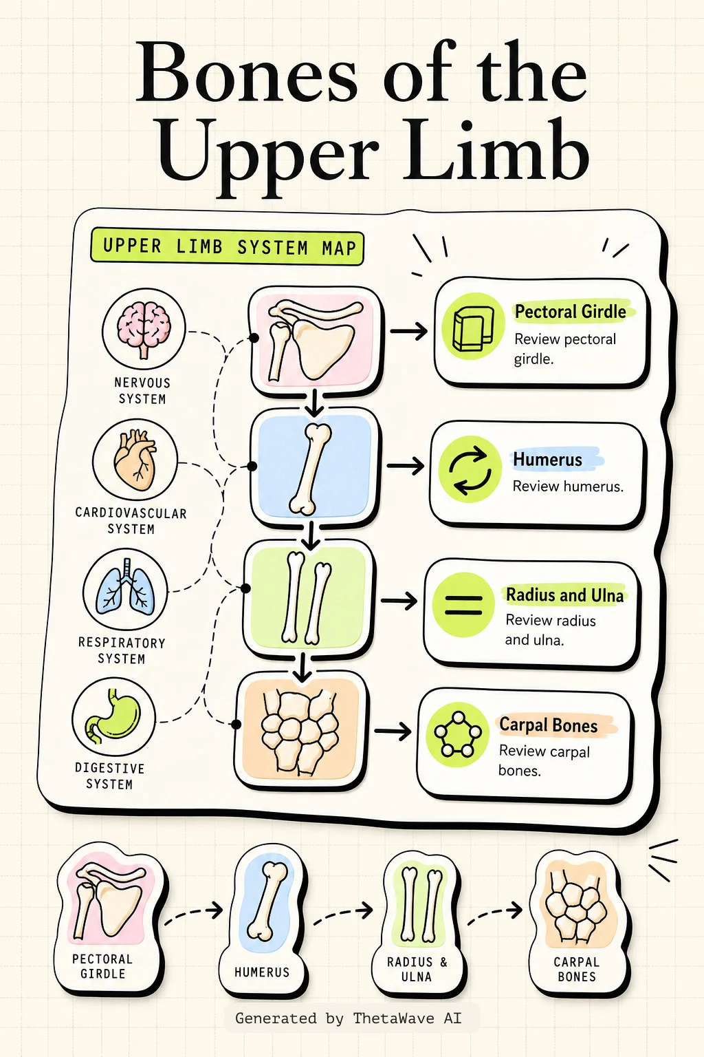 Infographic for Anatomy and Physiology 2e: 8.2 Bones of the Upper Limb