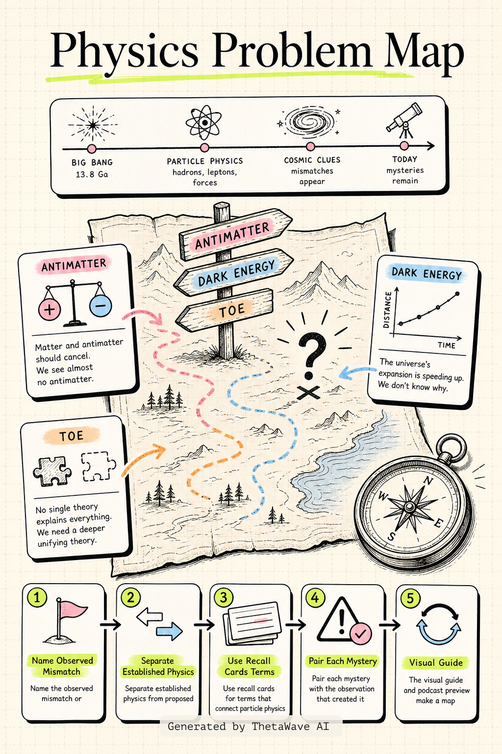 Infographic for Biggest Mysteries in Physics: Antimatter, Dark Energy & ToE - Don Lincoln | Lex Fridman Podcast #497