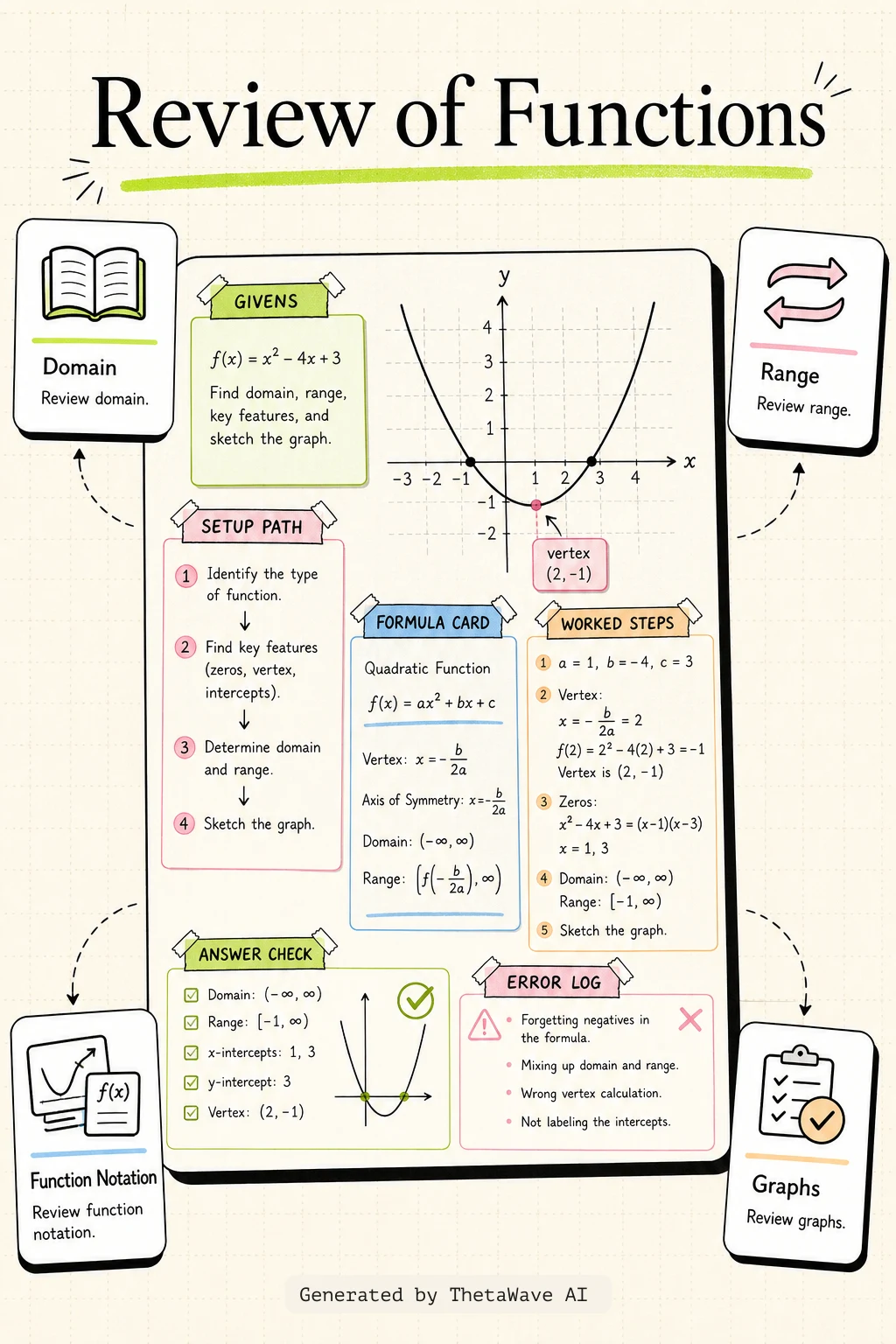 Infographic for Calculus Volume 1: 1.1 Review of Functions