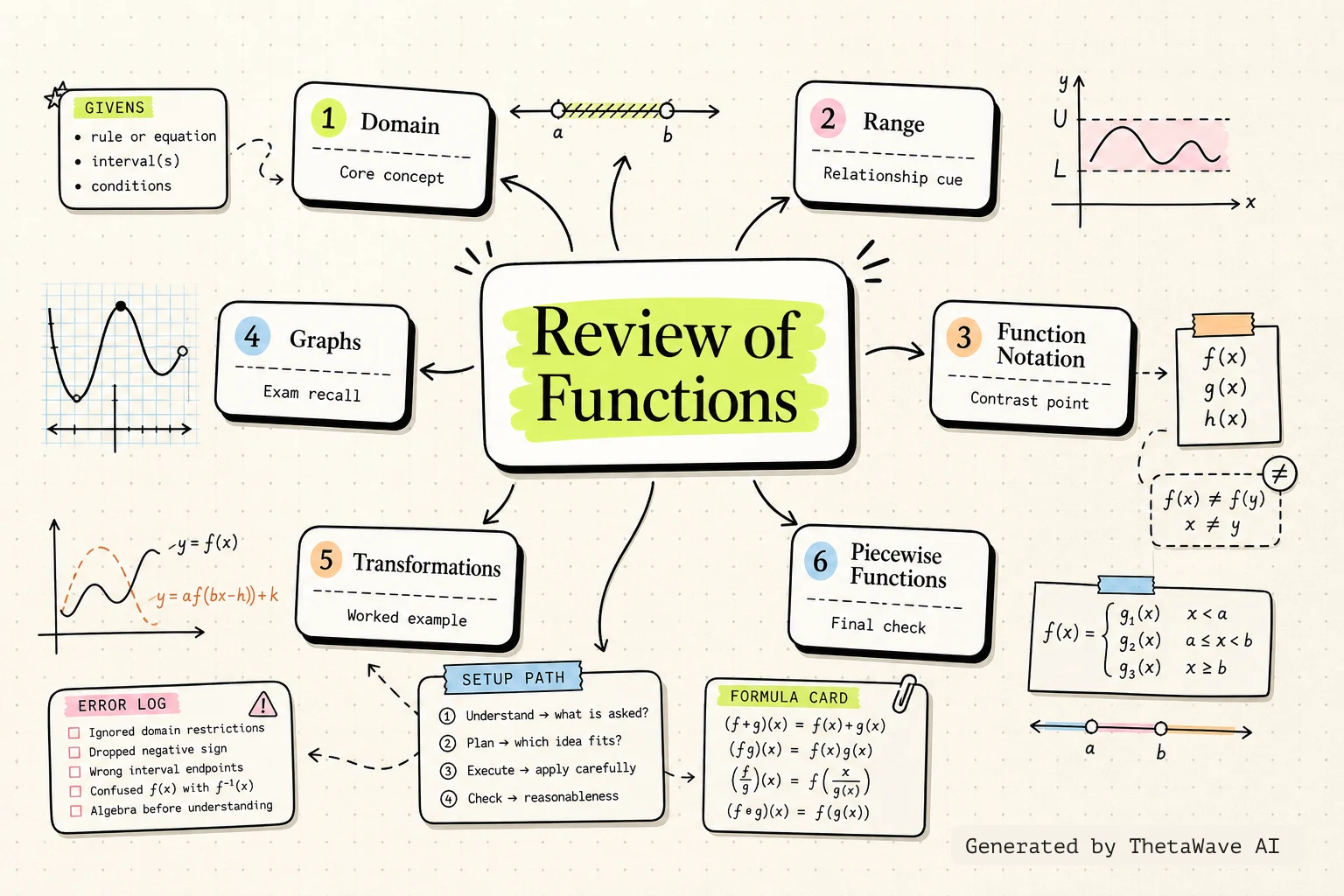 Mind map for Calculus Volume 1: 1.1 Review of Functions