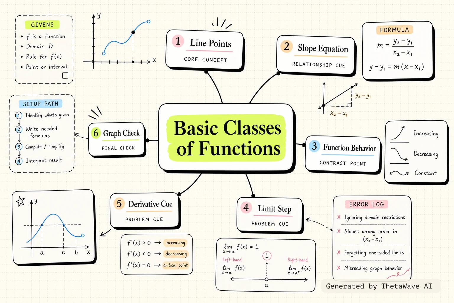 Mind map for Calculus Volume 1: 1.2 Basic Classes of Functions