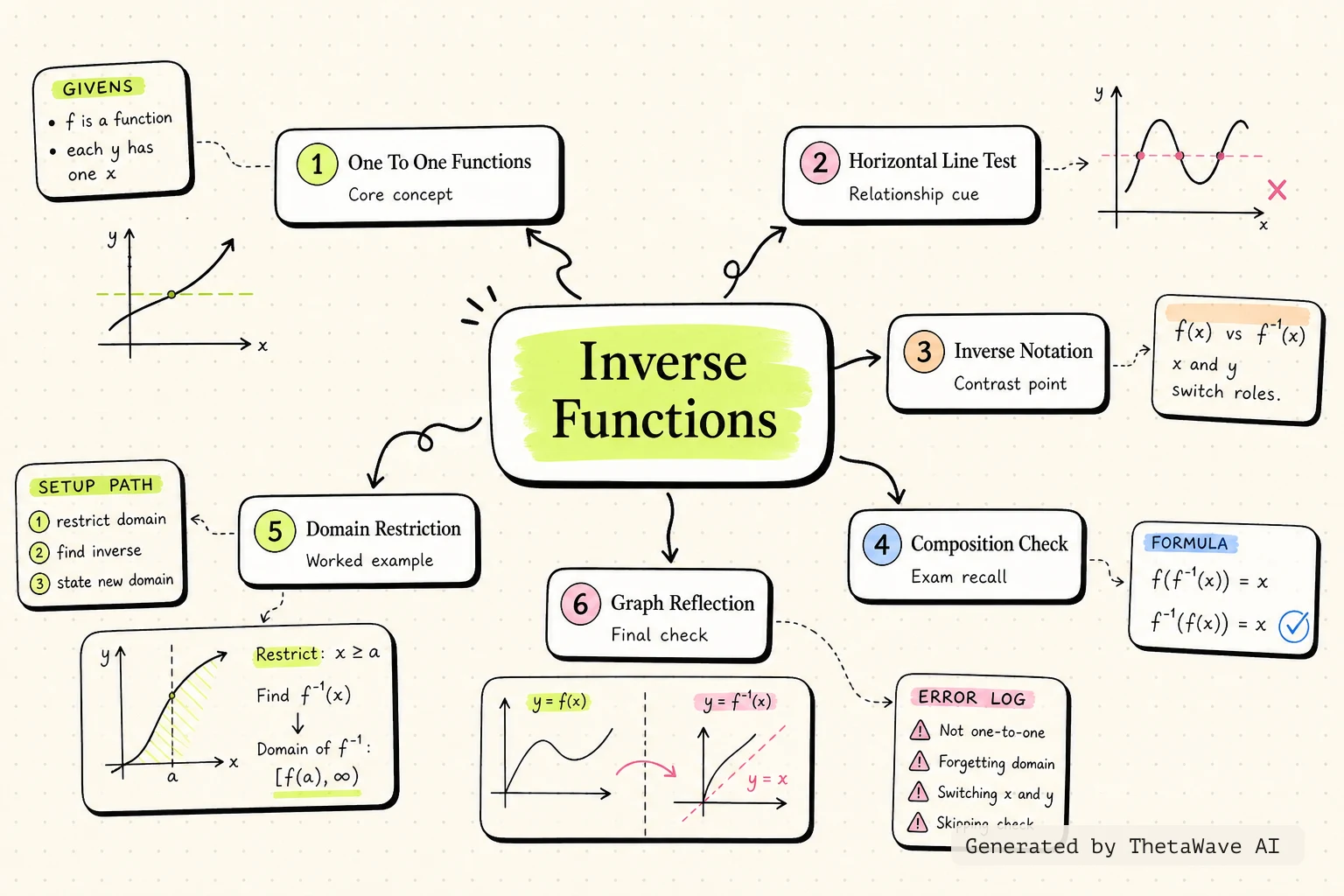 Mind map for Calculus Volume 1: 1.4 Inverse Functions
