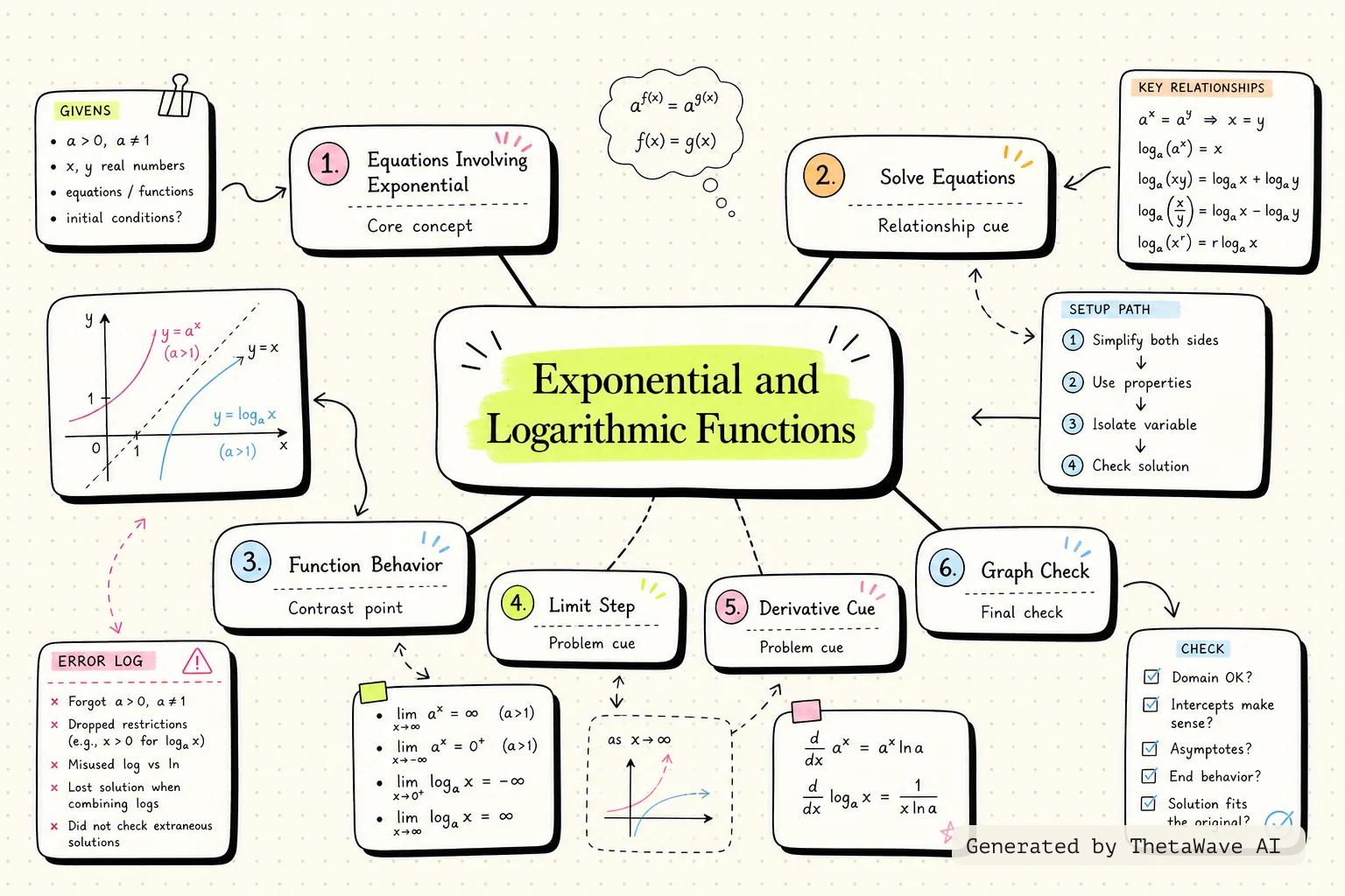 Mind map for Calculus Volume 1: 1.5 Exponential and Logarithmic Functions