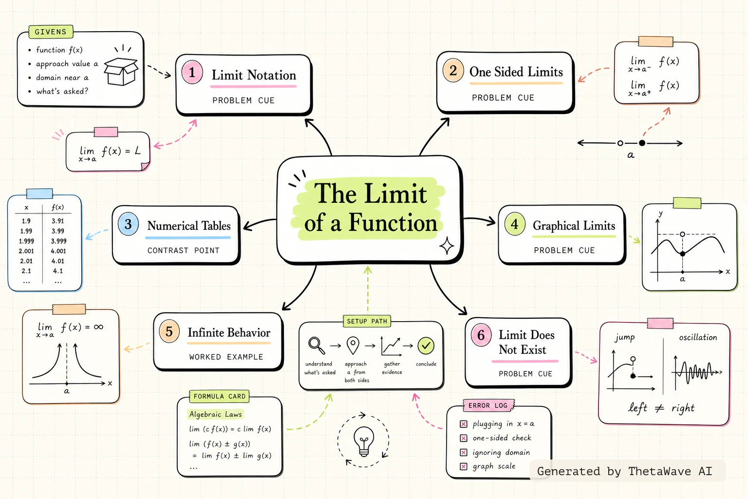 Mind map for Calculus Volume 1: 2.2 The Limit of a Function