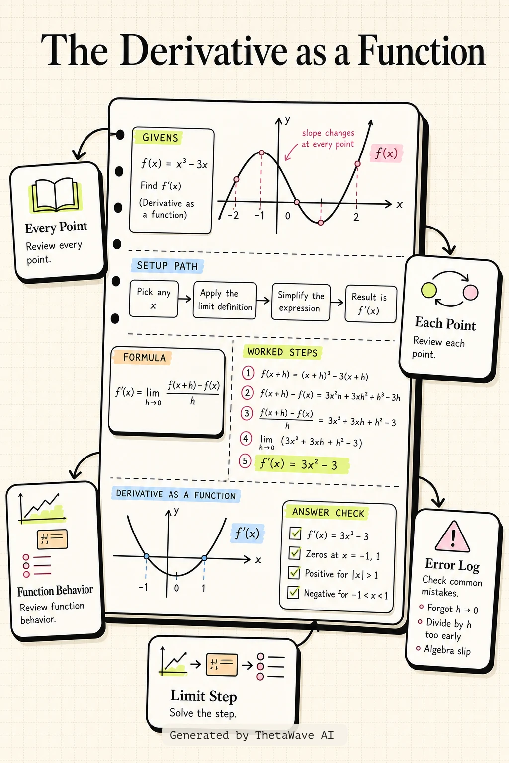 Infographic for Calculus Volume 1: 3.2 The Derivative as a Function