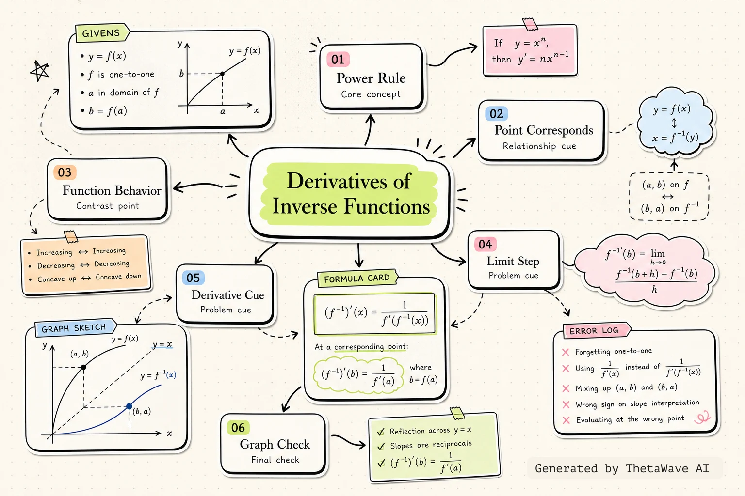 Mind map for Calculus Volume 1: 3.7 Derivatives of Inverse Functions