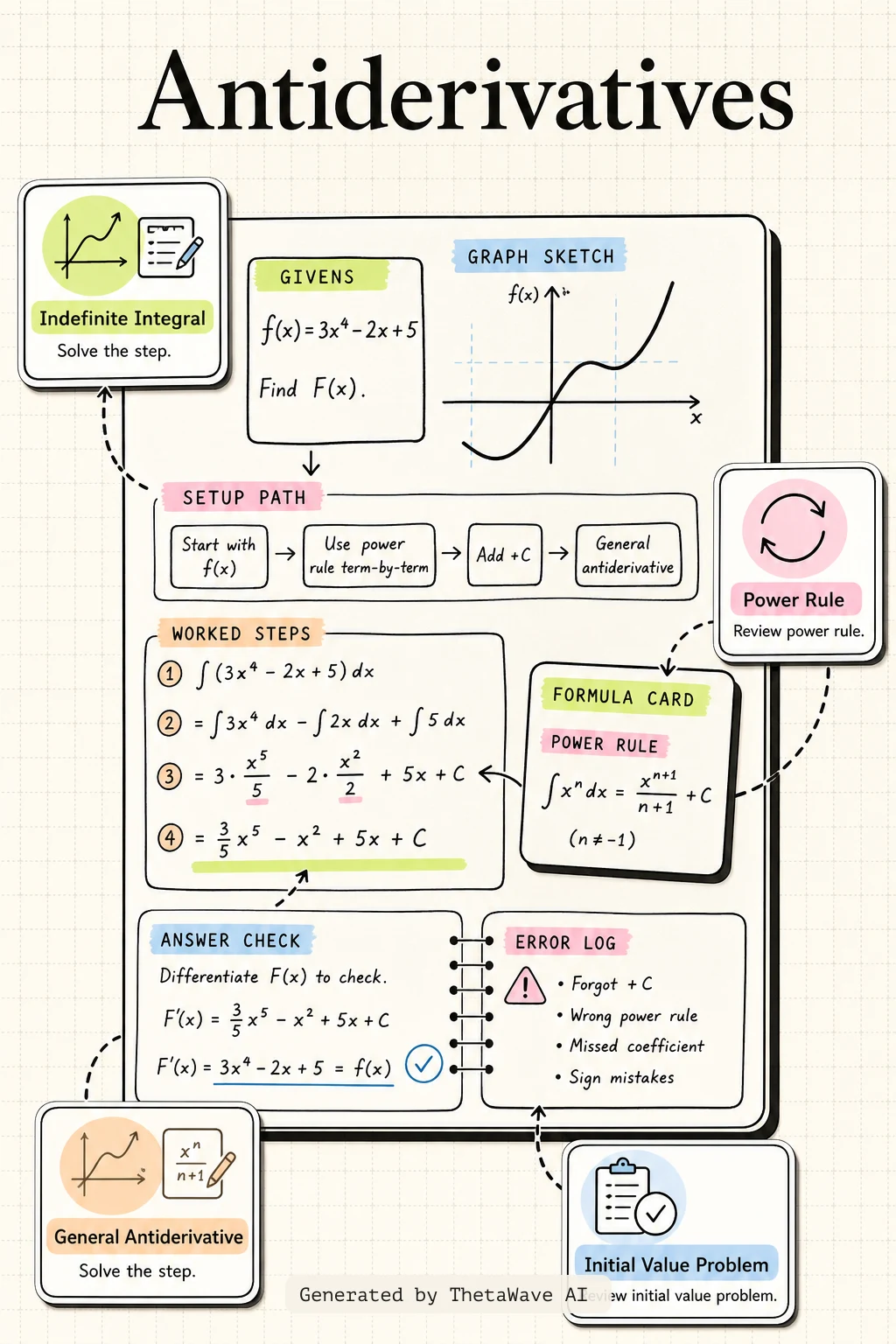 Infographic for Calculus Volume 1: 4.10 Antiderivatives