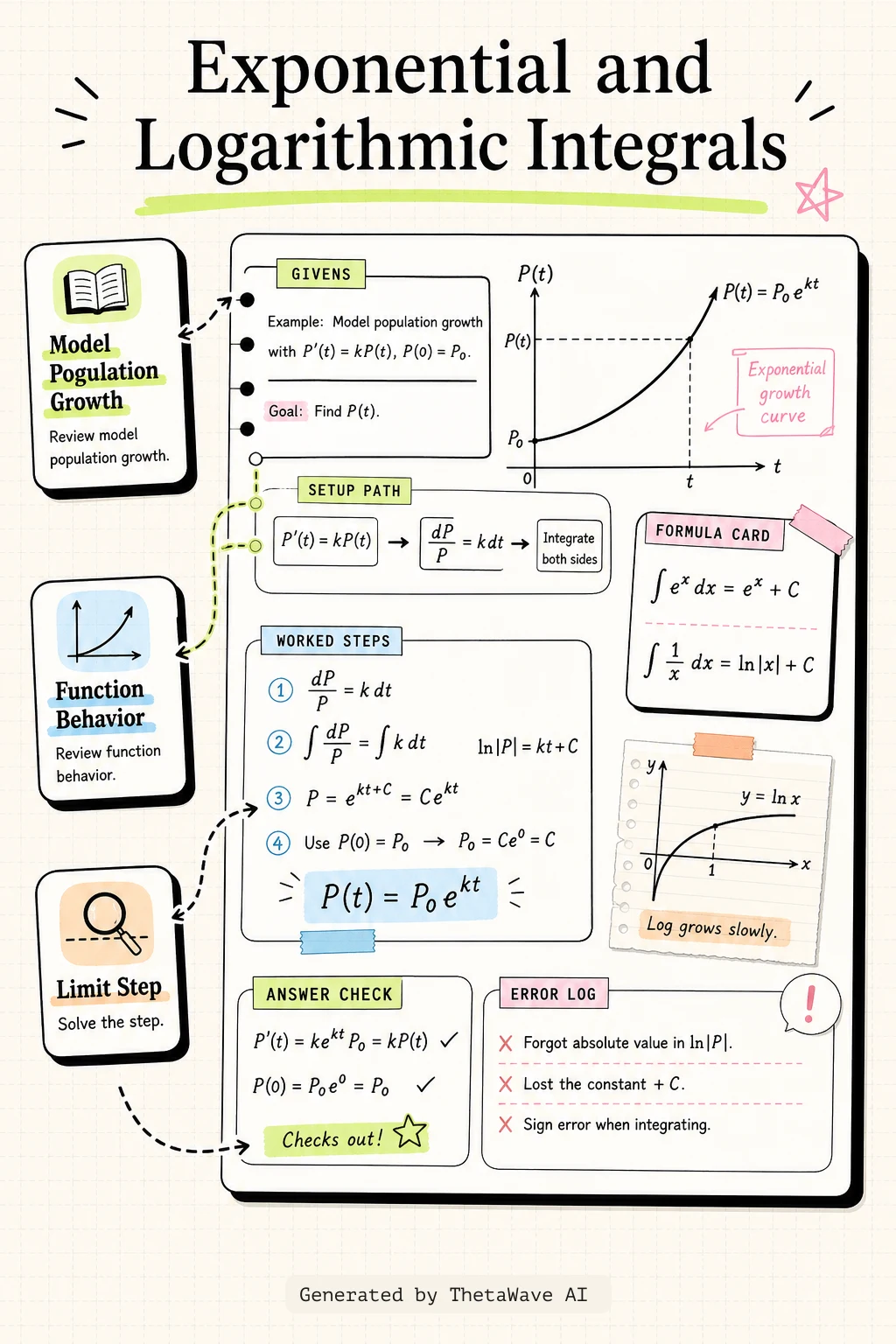 Infographic for Calculus Volume 1: 5.6 Integrals Involving Exponential and Logarithmic Functions