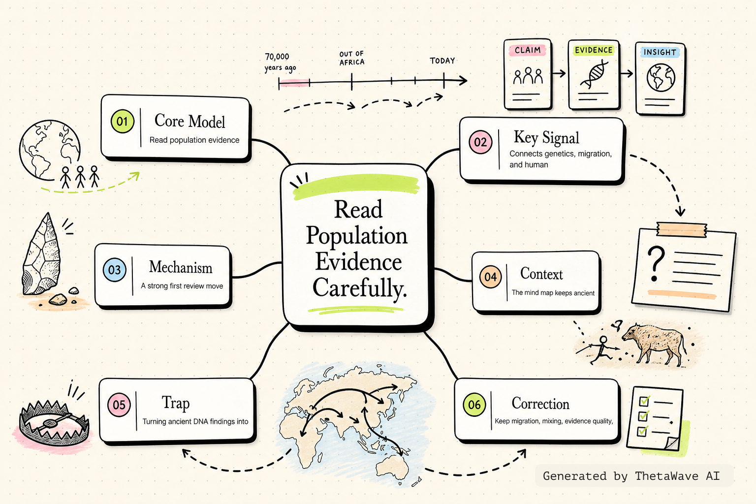 Mind map for David Reich — How one small tribe conquered the world 70,000 years ago