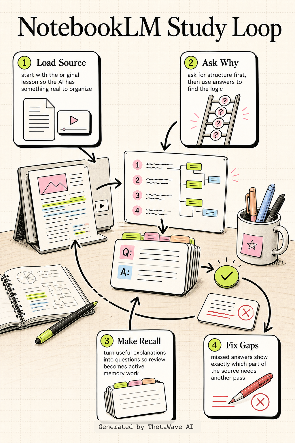Infographic for Gemini + NotebookLM + Anki Workflow