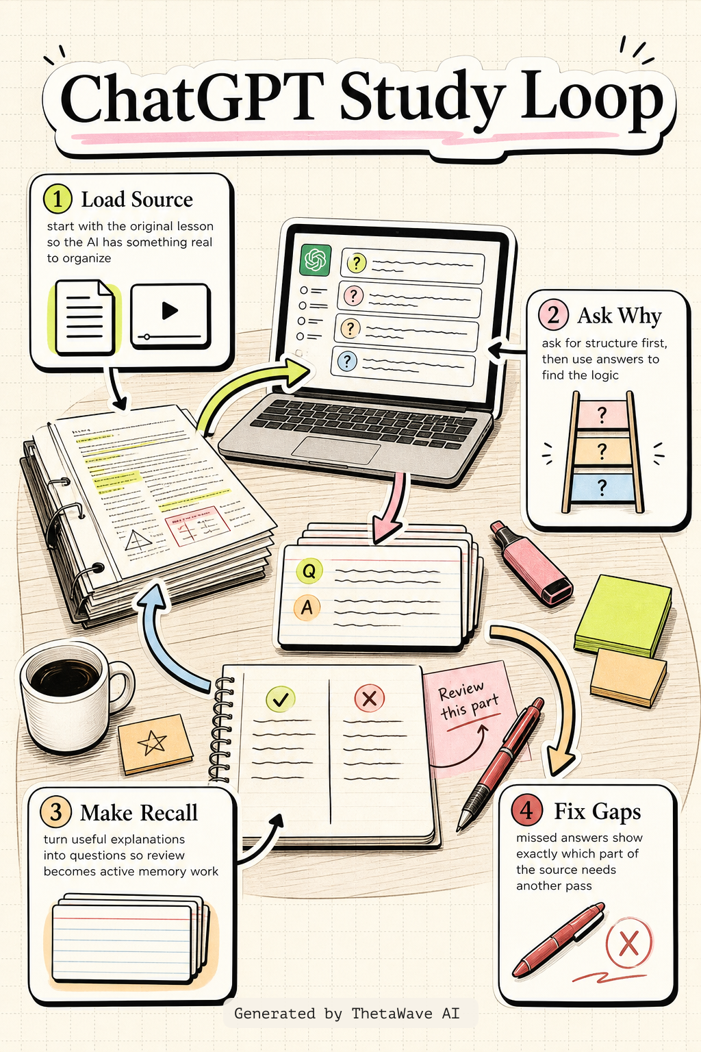 Infographic for How I memorised 400 pages of notes in 24 hours using AI (ChatGPT)