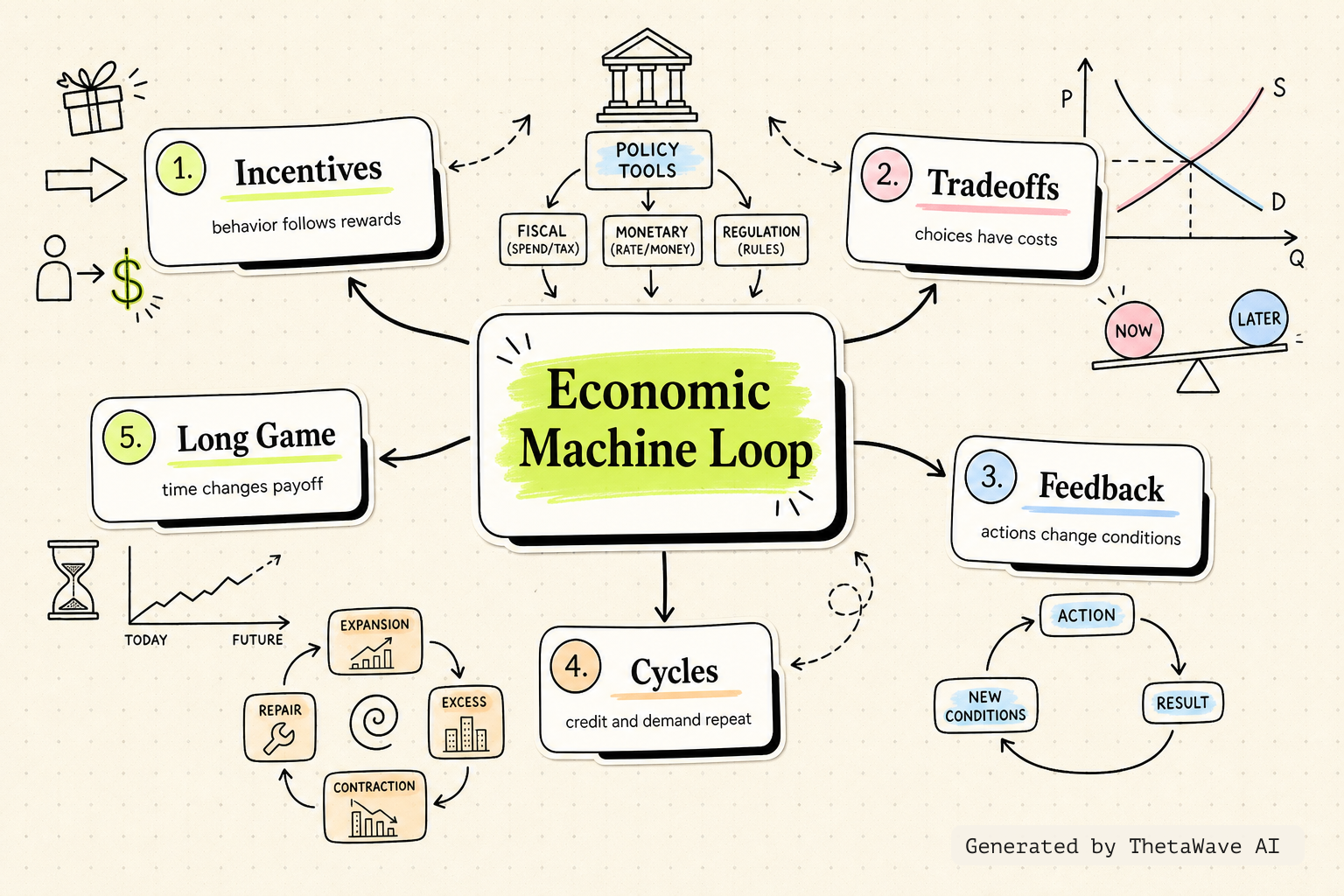 Mind map for How The Economic Machine Works by Ray Dalio