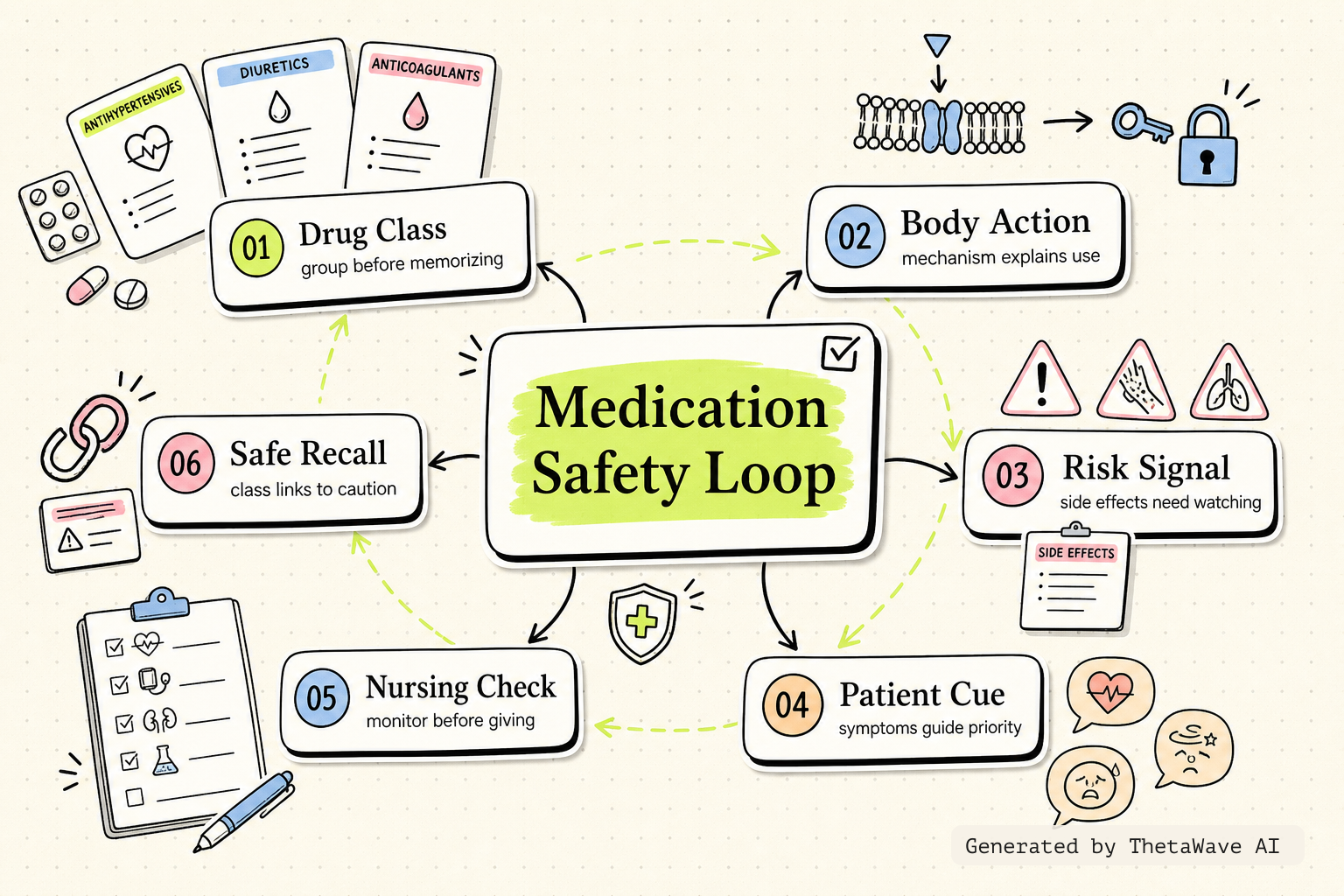 Mind map for How to Study for Pharmacology in Nursing School