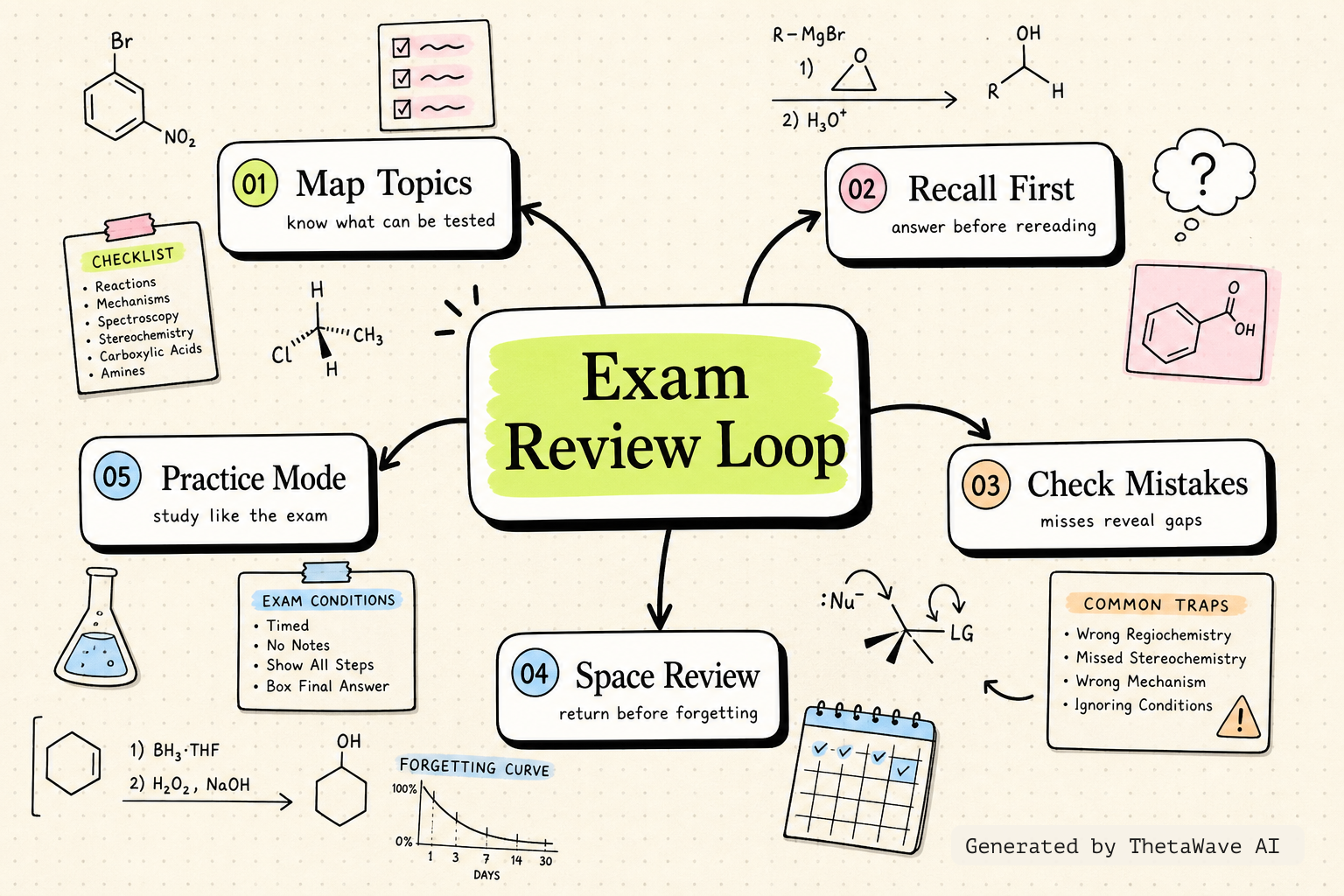 Mind map for Organic Chemistry 1 Final Exam Review