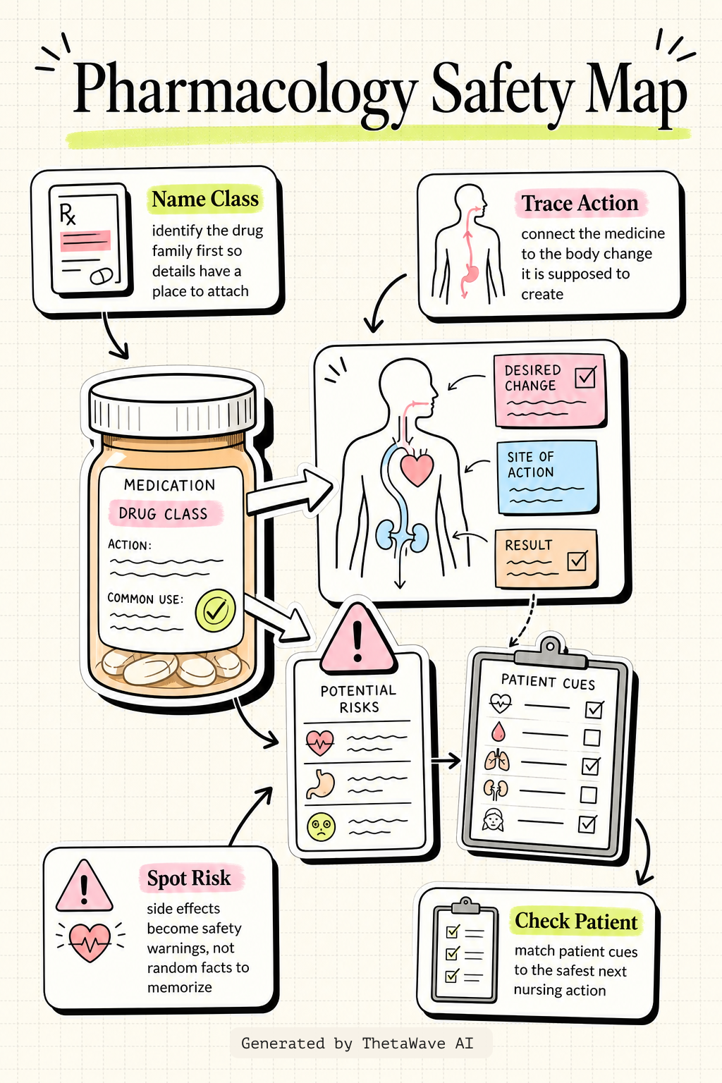 Infographic for Pharmacology Made Easy - Common Medication Endings