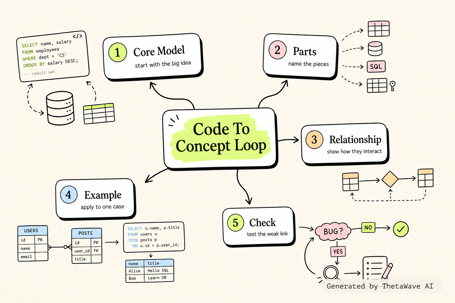 Mind map for SQL Tutorial - Full Database Course for Beginners